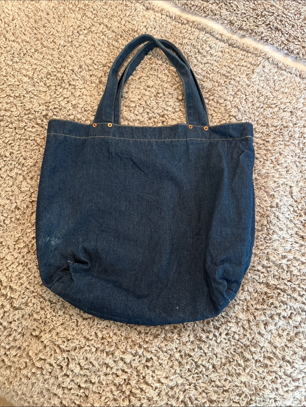 Guess Denim Tote Bag - Dark Blue with Red and White Logo - Picture 2 of 6